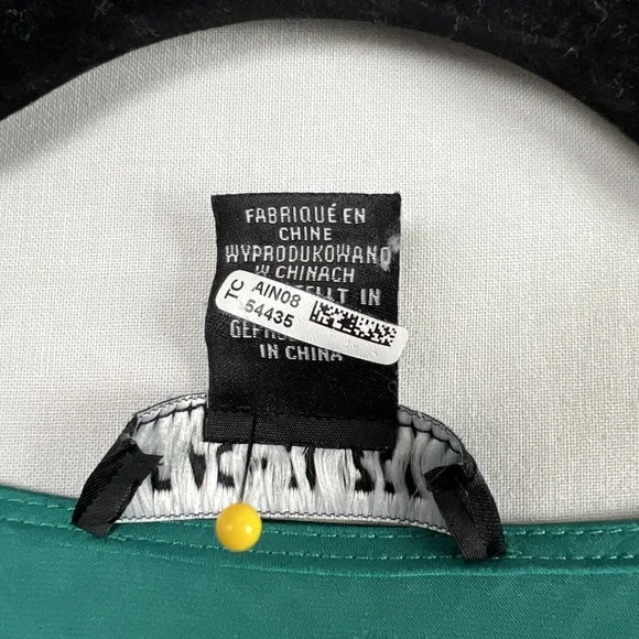 Rachel Zoe Blouse Womens XL Crop Top Green Long Sleeve Animal Print Holiday - Picture 5 of 14